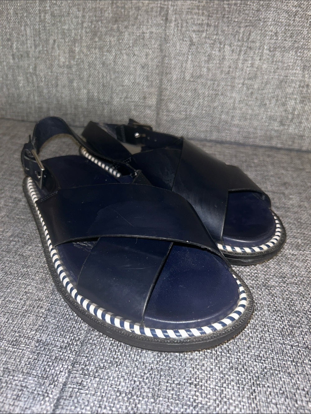 ZARA Navy  Crisscross Slingback Sandals